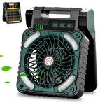Sendowtek Portable Battery Fan with Solar Panel, 10400 mAh Rechargeable with LED Light 4 Speed Timer Small USB Table Fan for Camping Outdoor Indoor Picnic Cooling Sleeping