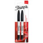 Sharpie Twin Tip Permanent Markers | Fine & Ultra-Fine Points | Black Ink | 2 Marker Pens