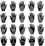 Henna Tattoo Stencil Kit/Temporary Tattoo Template Set of 20 Sheets, Indian Arabian Tattoo Stickers Mehndi Stencils Body Art Designs for Hands