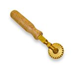 Professional Pasta Cutter Wheel, Timeless Natural Wood Handle and Durable Brass Head (Ridged Wheel)