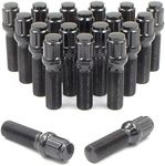 Wheel Accessories Parts Set of 20 Black 12x1.5 Lug Bolts Locking Spline Conical Seat with 40 mm Shank Length Small Diameter Lug Bolt with Dual Hex Key for Aftermarket Wheels (40mm, Black, M12x1.50)