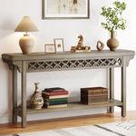 Tribesigns 70.8-Inch Solid Wood Long Console Table, Farmhouse Entryway Table with Storage, Narrow Sofa Table Grey Couch Table for Living Room Entryway Hallway (Gray)