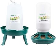 ZenxyHoC Chick Feeder and Waterer Kit, 2.2LBS Chick Feeder and 0.4Gal Chick Waterer with 3 Adjustable Heights Combo for Baby Chicken Duck Brooder