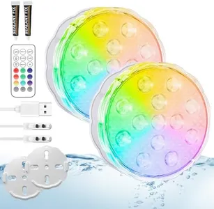 YiaMia Rechargeable Pool Lights with Remote, 2 Pack IP68 Waterproof Submersible LED Lights for Above Ground & Inground Pools, Bath, Shower, Party Decoration, Spas, Aquariums