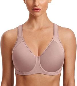 SYROKAN Women's High Impact Full Coverage Underwire Molded Active Workout Sports Bra Brick 34E