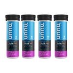 Nuun Sport + Caffeine: Electrolyte Drink Tablets, Box of 4 Tubes (40 servings), Wild Berry, Electrolyte Hydration Supplement