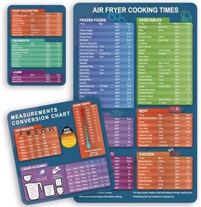 Air Fryer Magnetic Cheat Sheet and Kitchen Conversions,Air Fryer Cooking Times Chart Magnet,Quick Reference Guide for Cooking and Frying (Air Fryer Chart & Kitchen Conversions)