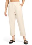 Alan Jones Clothing Women Mid Rise Relaxed Ankle Pants | 100% Cotton (Natural_S)