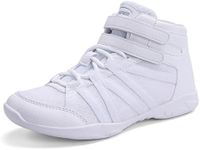 BAXINIER Girls White High Top Cheerleading Shoes Lightweight Youth Cheer Competition Sneakers Training Dance Tennis ShoesWhite 4 Big Kid