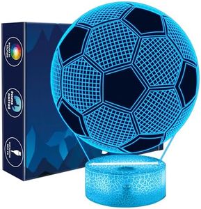 OkiyiD Luz nocturna de fútbol, juguete de fútbol para niños, lámpara 3D con cambio de 16 colores y mando a distancia, regalos para los aficionados al fútbol de los deportes, niños, niñas, niños (luz