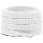 DELELE 2 Pair Flat Shoe laces 5/16" Wide Shoelaces for Athletic Running Sneakers Shoes Boot Strings, 01 White, 59 inch (150CM)