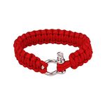 SagaSave Outdoor Paracord Survival Bracelet, Emergency Rescue Parachute Rope Bracelet with Adjustable Buckle for Travelling, Camping and Hiking (Red)