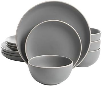 Gibson Home Rockaway 12-Piece Dinnerware Set Service for 4, Grey Matte - 114388.12RM