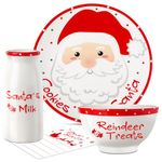 Nitial Christmas Cookies for Santa Plate Christmas Dinnerware Set Cookies for Santa Plate Set with Milk Jar, Reindeer Treat Bowl, and Dear Santa Notepad Set Christmas Eve Gift for Kids (Classic)