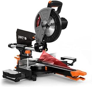 DWT Sliding Compound Miter Saw with 3 Blades, 15A 10", Double Speed (4500 RPM & 3200 RPM), Bevel Cut (0°-45°) with Laser, Extension Table, Iron Blade Guard, Cutting Wood, PVC or Soft Metal