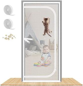 Reinforced Cat Screen Door, 36X82” Heavy Duty Pets Proof Screen Door with Two Way Zips, Prevent Dogs Cats Running Out from Home, Bedroom, Living Room, Kitchen Patio Door