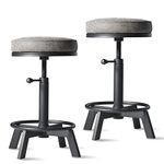 BOKKOLIK Vintage Bar Stools | Kitchen Island Counter Stool | Swivel Pu Seat | Extra Sitting | Standard Counter Height Adjustable 17-24inch (Set of 2)