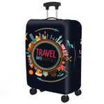 Handcuffs Trolley Cover Luggage Bag Polyester | Cabin Trolley Bags | Suitcase | Travel | Protector | Printed | Washable| Anti-Scratch (Black, M)