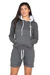 Bahob® Women 2 Piece Tracksuit Sportwear Outfits Long Sleeve Top Hoodie and Short Set Yoga Gym Wear Tracksuits Activewear Set S to XXL (WFHS-106-B, XL)