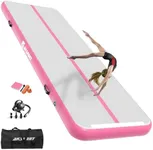 AKSPORT Air Mat Tumble Track 10ft 13ft 16ft 20ft Gymnastics Tumbling Mat Inflatable Tumble Track with Electric Air Pump for Home Use/Tumble/Gym/Training/Cheerleading (Pink, 10x3.28x0.66ft)