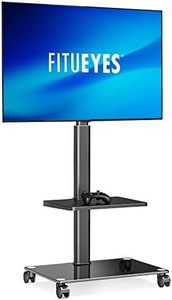 FITUEYES Mobile TV Stand for 32-60 Inch LCD LED TV Bracket Swivel and Height Adjustable | Trolley Display in Home Office & Corner TT206002GB