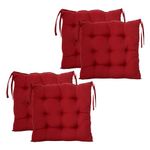 Kuber Industries Pack of 4 Chair Pad | Microfiber Square Chair Pad with Ties | Soft & Comfortable Sitting | Chair Cushion Pad | Chair Seat Cushion for Office-Home | Maroon