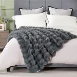 DREAMNINE Oversized Soft Thick Fuzzy Faux Rabbit Fur Throw Blanket Twin Size 60" x 71", Double Sided Comfy Plush Warm Shaggy Fluffy Blanket,Solid Luxury Cozy Cute Furry Blanket for Bed Couch Pet, Grey