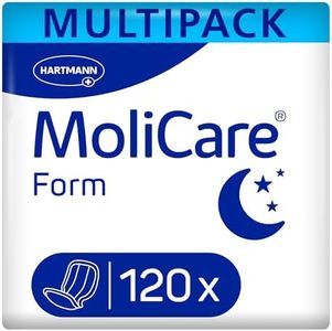 MoliCare Form Night - Large Shaped Incontinence Pads for Men and Women with Moderate Urine and Stool Incontinence, 4 Packs of 30 (120 Pieces)