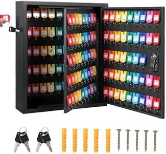 Garvee 150 Keys Cabinet Organizer, Wall Mount Steel Key Lock Box with 2 Keys, 133 Hooks & Colored Tags, Secure Key Storage for Hotel, Valet, Office, Car Key Management, Heavy Duty, Black