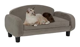 Paws & Purrs Modern Pet Sofa 31.5" Wide Low Back Lounging Bed with Removable Mattress Cover in Ash