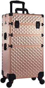 Kosmetik Trolley 3-in-1 Make up Koffer Kosmetikkoffer Trolley Schminkkoffer Groß Friseurkoffer mit Rollen Beauty Case Nagelkoffer Multikoffer, Rosegold