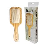 Organic B Premium Wooden Detangling Hair Brush, Eco Friendly Paddle Hairbrush, for Thin, Long, Curly Hair, Anti- Static, Stimulates Scalp with Bamboo Bristles (Rectangular)