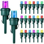 Honoson 120 Count 5 mm LED Christmas Replacement Bulbs Bulk Wide Angle Christmas Light Bulb Xmas Tree String Light Replacement Bulb Festival Light Decoration (Green Base with Bright Colors Bulb)