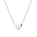 KENYG S925 Silver A-Z Capital Initial Heart Pendant Necklaces for Women Girls Lady for Christmas Birthday Graduation,Women Choker Tiny Necklaces Fashion Jewellery (S)