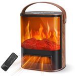 Electric Fireplace Heater, 1500W/850W Portable Electric Heater with Remote Control, Fireplace Heater with Realistic 3D Flame, Space Heater with Adjustable Thermostat and Timer, Digital Display