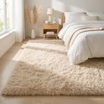 BEIMO Rugs Living Room Large 160x230cm, Beige Bedroom Rug Fluffy Faux Fur Carpets, High Pile Soft Rug Non Shedding, Modern Non Slip Area Rugs