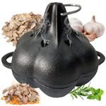 BOLVOUD Cast Iron Smoker Roaster & Garlic Roster Baker, Smoker Box, Pre-Seasoned Cast Iron Garlic Roaster for Grill, Perfect for BBQ and Oven, for Smoky, Flavorful Vegetables, Meats or Wood Chips