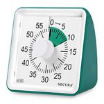 Secura 60 Minute Visual Timer, Classroom Countdown Timer, Silent Timer for Kids and Adults, Time Management Tool for Teaching, Family and Work (Dark Green & Dark Green)