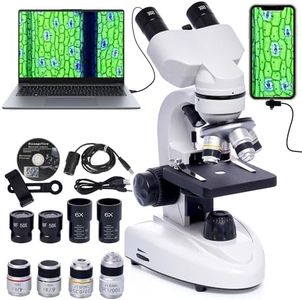 Binocular Microscopes, 200X-5,000X Compound Biological Compound Microscopes With 6x Multiplier, Electronic Eyepieces & Phone Adapter for Adults, Beginners, Laboratory Teaching Gifts