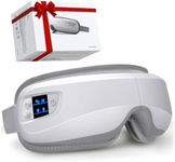 Eye Massager with Heat & Bluetooth Music, Christmas Birthday Gifts for Dad Mom Men Women, Heated Eye Mask for Migraines Relief, Reduce Strain, Headache Relief and Improve Sleep, Eye Care Device
