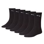 Puma Sports Socks Cush Crew (6 Pair Pack), Black, 6-8 UK (39-42 EU)