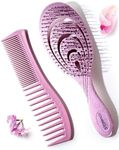 Detangling Brush and Comb Set - Gentle on Scalp Detangler Hair Brush and Styling Comb for Women - Hair Comb and Hairbrush for Thin, Thick, Curly, Straight, and All Other Womens Hair Types by Keranique