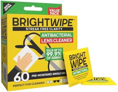 BRIGHTWIPE Lens Wipes - Glasses Cleaner - Cleaning Wipes - Screen Wipes - Eye Glasses Cleaner - Quick Drying, Remove Fingerprints, Dirt, Oil from Eyewear, Phone and Tablet Screen. 60 Single Use Wipes