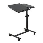 OZHOMY Tilting Mobile Laptop Computer Desk Height-Adjustable 360° Swivel Folding Table Lockable Casters Laptop Cart Portable Stand Sofa Overbed Table for Living Room Bedroom and Office (Black)