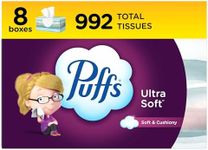 Puffs Ultra Soft Non-Lotion Facial, 8 Family Boxes, 124 Facial Tissues per Box