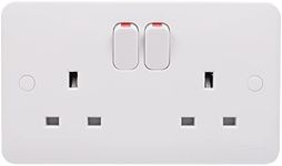 Schneider Electric Lisse White Moulded - Switched Double Power Socket, Double Pole, 13A,GGBL3020DS, White