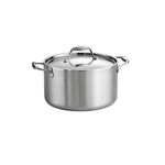 Tramontina 80116/040DS Gourmet 18/10 Stainless Steel Induction-Ready Tri-Ply Clad Covered Sauce Pot, 6-Quart, Stainless by Tramontina