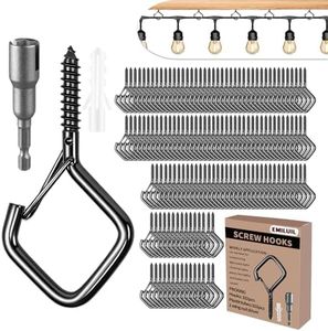 Emiluil 102 PCS Metal Black Eye Screw Hooks for Hanging Heavy Duty.Windproof Ceiling Hooks for Hanging Plants,Cup,Wind Chime,Bird Feeders,Christmas String Lights at Indoor&Outdoor 2.2 Inch