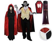 ILOVEFANCYDRESS COUPLES VAMPIRE HALLOWEEN COSTUME INCLUDING VAMPIRE TEETH AND FAKE BLOOD (MENS LARGE - LADIES MEDIUM)