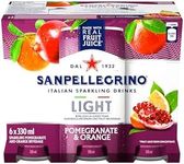 SAN PELLEGRINO Light Pomegranate & Orange, Sparkling Fruit Beverage, 25 Calories Per Serving, Made With Real Fruit Juice (From Concentrate), Bold And Flavourful, Crafted in Italy, 24 Cans